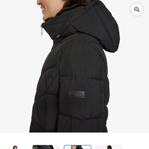 DKNY Women's Hooded Black Puffer Coat